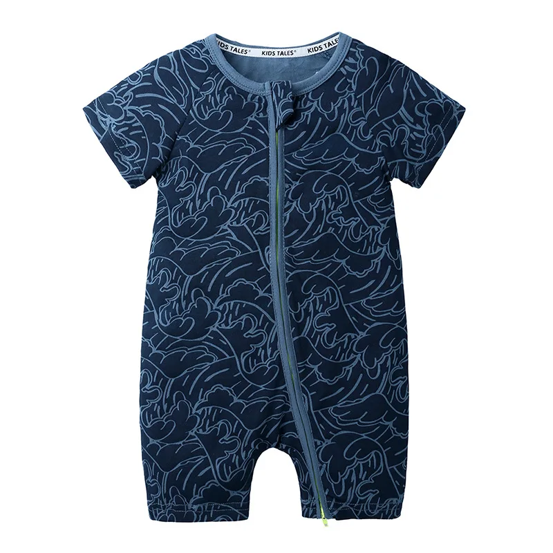 Short-Sleeve Baby Rompers Animal Dinosaur Print Baby Boy Clothes Jumpsuit Summer Onesie Infant Baby Girls Newborn Clothings Newborn Knitting Romper Hooded 