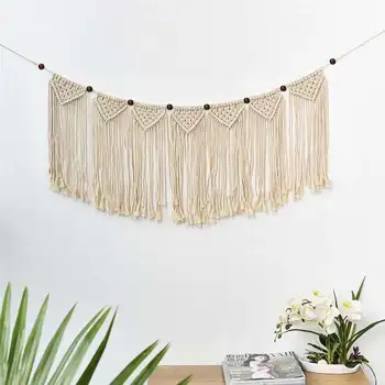 

Bohemian Macrame Tapestry Woven Rope Wall Hanging Decoration Room Door Curtain Hand Weaving Wedding Tapestry Ornament