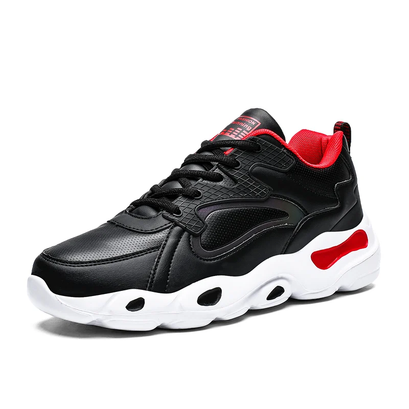 Новые мужские кроссовки для бега на открытом воздухе, беговые треккинговые кроссовки на шнуровке, спортивная обувь, удобные кроссовки, Нескользящие, Boost zool - Цвет: black red