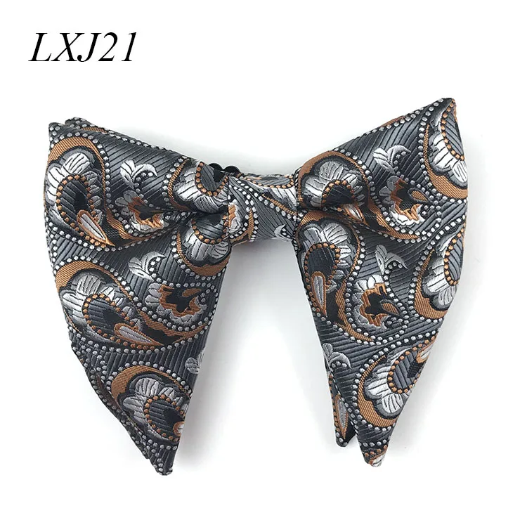Bowtie LXJ21 Уникальный полиэстеровый Свадебный галстук-бабочка для жениха с узором пейсли, двухслойный большой галстук-бабочка для мужчин, вечерние - Цвет: Bowtie LXJ21