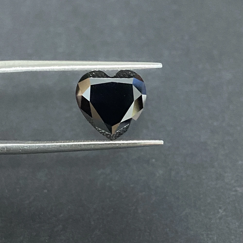 Fancy Heart Shape 8*8mm Black Color Lab Grown Moissanite Diamond Gemstones for Wholesale Price
