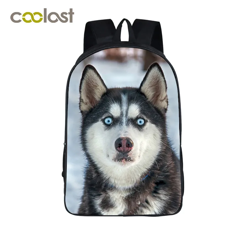 16 Husky04 Рюкзак с принтом волка/собаки хаски для мужчин и женщин, повседневный рюкзак, детские школьные сумки для подростков, девочек и мальчиков, рюкзак для студентов, сумка для книг - Цвет: 16 Husky04