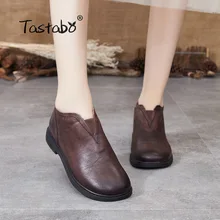 Tastabo г. Осенне-зимняя женская обувь с высоким берцем обувь на низком каблуке повседневная обувь для отдыха в стиле ретро коричневого цвета, размеры 35-40, S98052