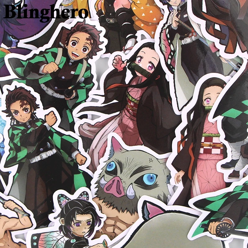 Ca643 Wholesale Sets Lot Demon Slayer Kimetsu No Yaiba Stickers Laptop Luggage Styling Graffiti Decals Waterproof Stickers Assorted Stickers Aliexpress