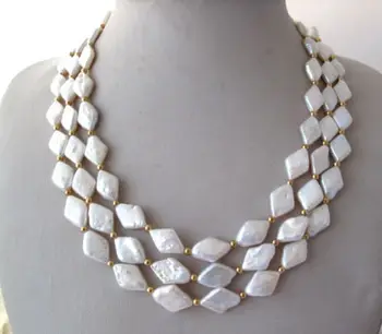 

vogue popular 3 row White Freshwater Pearl Necklace 17-19"
