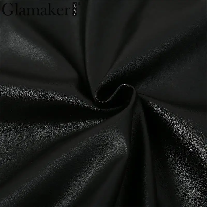 Glamaker из искусственной кожи платье на одно плечо сексуальное черное с поясом облегающее асимметричное платье рождественское шикарное платье на молнии для вечеринки с открытой спиной vestidos