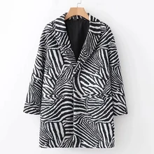 AGong зимнее шерстяное пальто на одной пуговице, женские модные куртки с принтом зебры, женские элегантные пальто с длинным рукавом, женские JQ