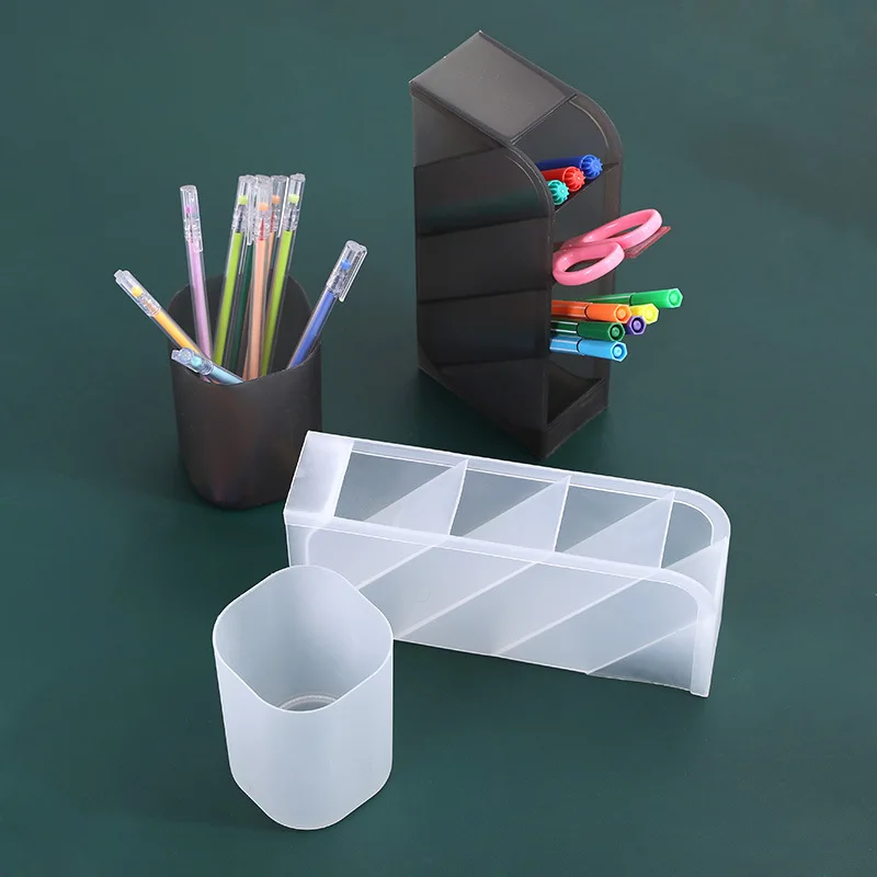 

Desktop TransParent Frosted Simple Oblique Insertion Type Multifunctional Stationery Tube Makeup Brush Lipstick Storage Tube