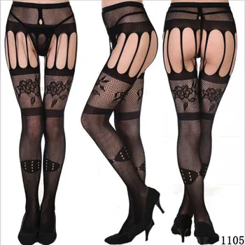 

Lady Sexy Pantyhose Mesh Fishnet Nylon Tights Long Stocking Jacquard Step Foot Seam Pantyhose Lingerie Open Crotch Tights
