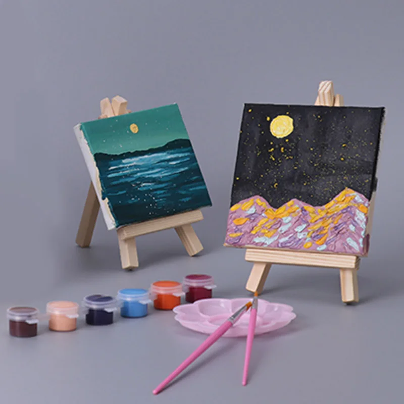 10x10cm blank canvas 8x15cm easel cotton canvas watercolor oil painting board artist watercolor art supplies 1 set