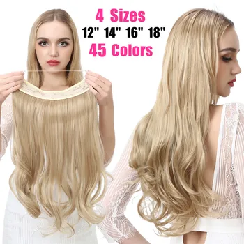 

SARLA No Clip In Weave Synthetic Natural Halo Hair Extensions 12"14" 16" 18" Ombre Blonde Brown Black Wavy False Fake Hair Piece