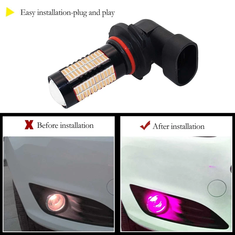 LED Light LED Bulb LED Fog Light Fog and Headlight Bulbs YaaGoo LED Car Fog Light Driving Bulbs Lamp H8 H11 106SMD Purple Pink