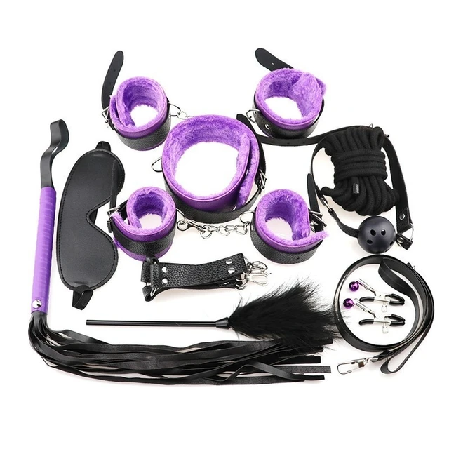 Juego de 10 unids/set de juguetes eróticos para parejas, látigo, esposas,  pinza para el pezón, Bondage, juego de restricción, Juguetes sexuales para  adultos, BDSM, Cosplay - AliExpress