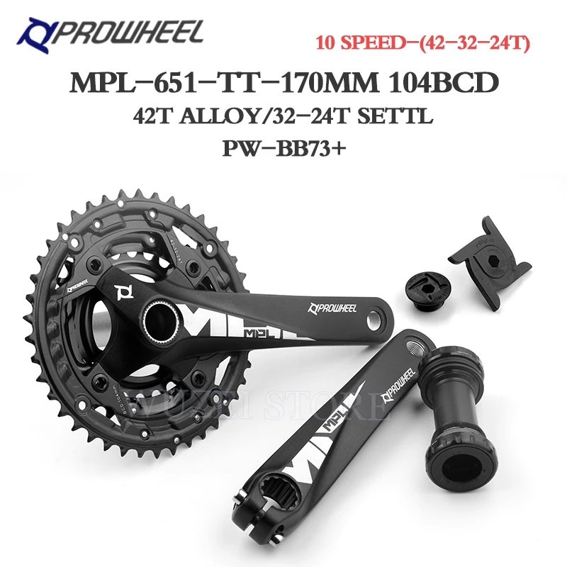 Guarnitura Prowheel Per MTB - 8/9/10/11 Velocità, Foro Quadrato, 32/34/36/38 Denti