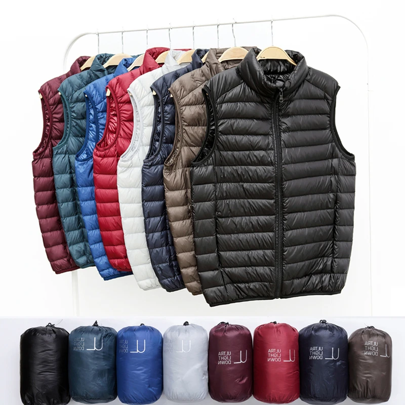 Men's Lightweight Water-Resistant Packable Puffer Vest 2021 new Winter Men Duck Down Vest Coat rab down jacket
