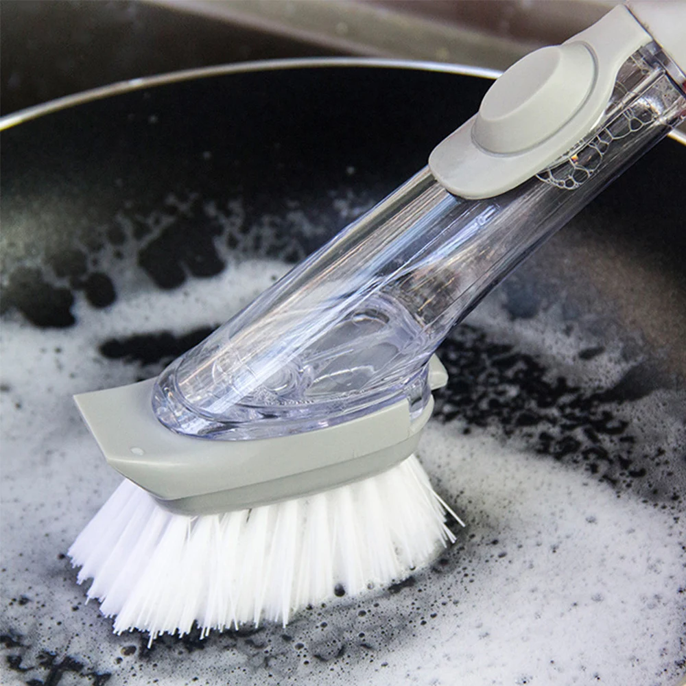 

Long Handle Pot Brush Dish Bowl Washing Cleaning Brush Soap Dispenser Kitchen Sink Scrubber Automatic Sponge Dishwasher Brush