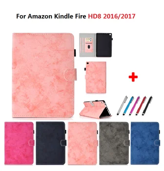 

A Stylus Pen + Tablet Case HD8 Case For Amazon Kindle Fire HD8 2018 2017 8" Cover Foundas Fire 8HD Coque Caqa 8 inch Caqa Coque