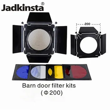 

Jadkinsta Photography Barn Door Filter Kits for Bowens Mount Reflector 200mm Barndoor Lighting Gels Honeycomb Grid SN-02