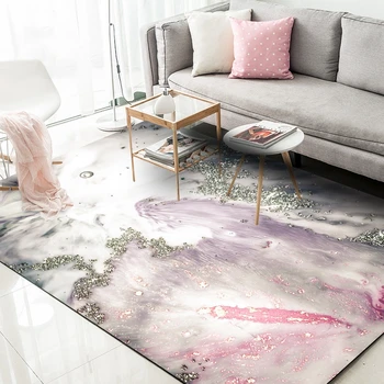 

Abstract Marble Pattern Large Area Rugs Living Room Golden Powder Children Bedroom Carpet Kids Room Play Tent Non-Slip Floor Mat