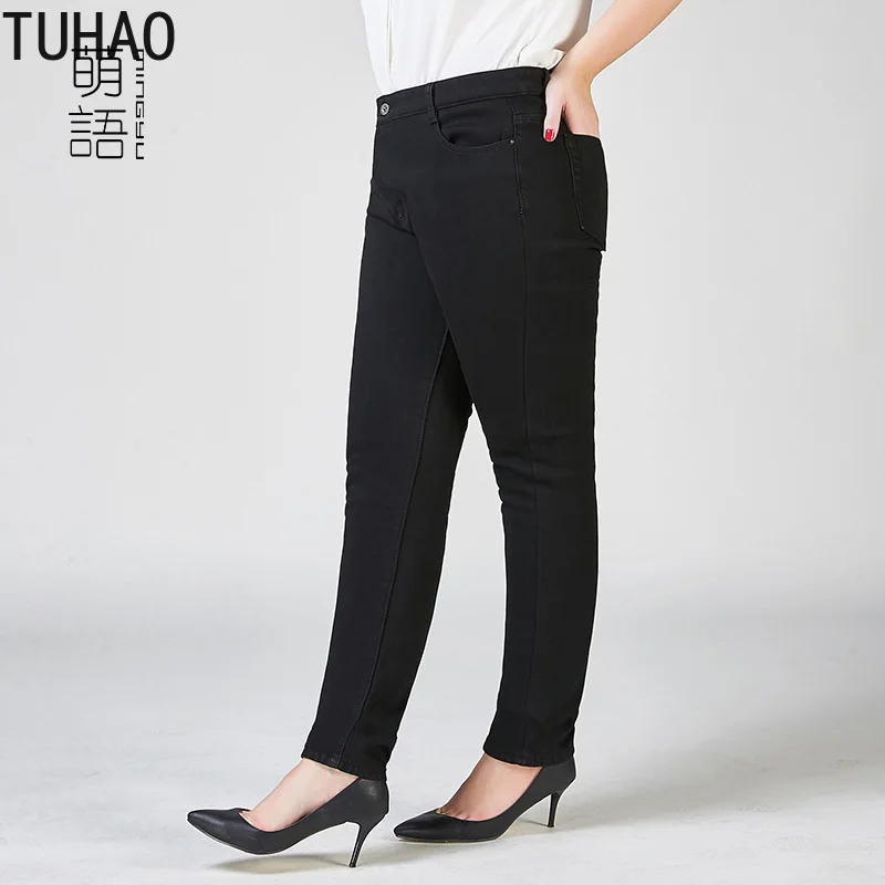 TUHAO размера плюс 9XL 8XL 7XL женские зимние джинсы женские брюки толстые джинсы теплые большие размеры офисные джинсы женские узкие брюки LZ36