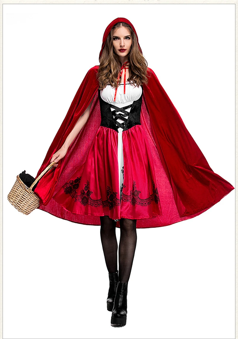 Ataullah Красная Шапочка adado косплей костюм на Хэллоуин Wicca плащ для женщин карнавальные вечерние платье королевы DW003