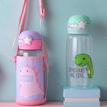 

Portable Water Bottle Baby Travel Drinking Cups With Cover Straw Drink Water Bottle Sippy Cups For Kids Cartoon 4 Colours*