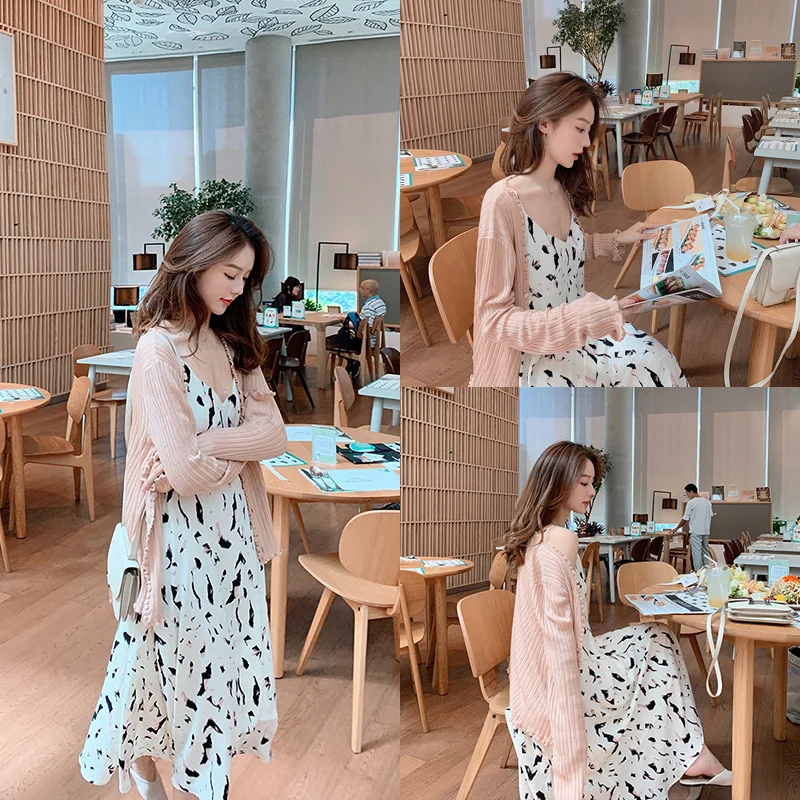 

Good of Summer Gentle Water like Cow Color of Strap Dress Spring 2019 a Female Mid-Length Dress