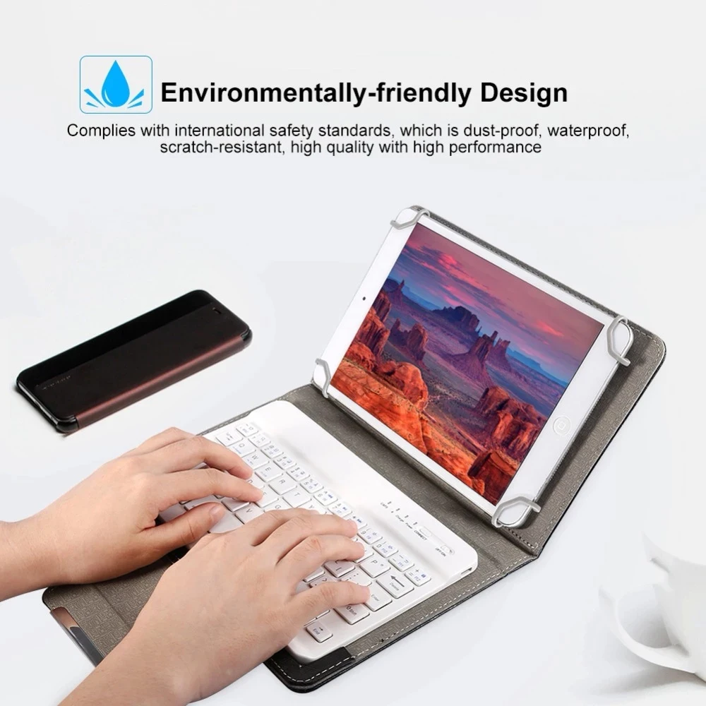 Universal Wireless Bluetooth Keyboard with Detachable Magnetic Leather Case