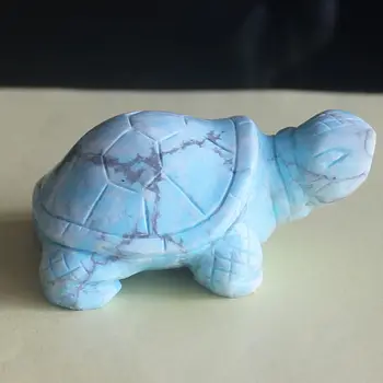 

2.7'' Hand Carved Blue Turquoise Stone Turtle Animal Figurine Animal Carving