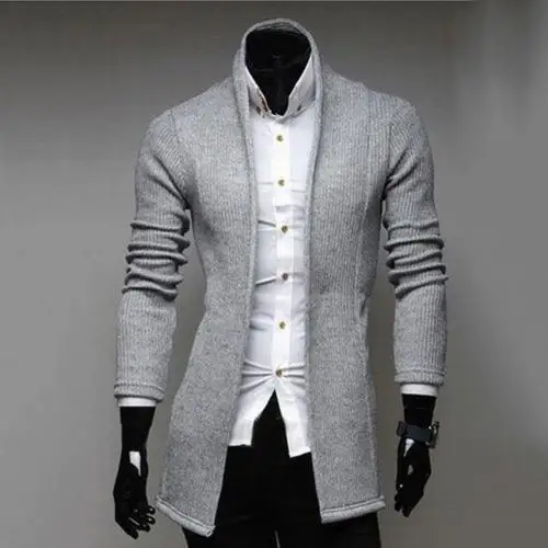 Light Gray Мужской винтажный Блейзер, пальто, вязаный воротник-стойка, деловой стиль, пиджаки, повседневные куртки, Мужской приталенный пиджак, пиджак - Цвет: Light Gray