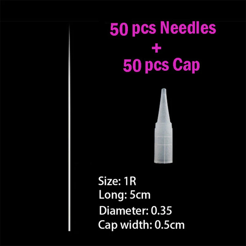 1R 50pcs Cap 50pcs Цифровой Перманентный макияж, ротационная машинка для татуировки, ручка, микроблейдинг, бровь, губы, тату, швейцарская моторная ручка, пистолет с иглами и колпачком - Цвет: 1R 50pcs Cap 50pcs