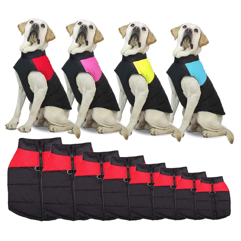 

Clothes For Large Dogs Waterproof Big Dog Vest Jacket Autumn Winter Warm Pet Padded Vest Zipper Jacket Coat Chihuahua Labrador