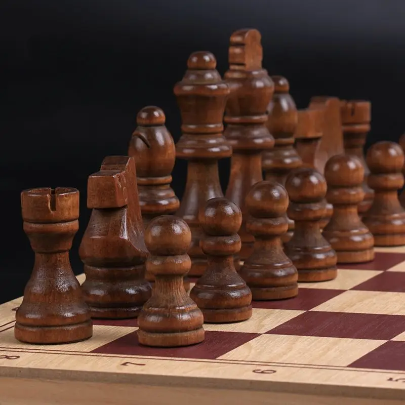 Высший сорт Шахматный набор складной из цельного дерева для взрослых детей студентов большой размер Обучающие шахматы для начинающих шахматы