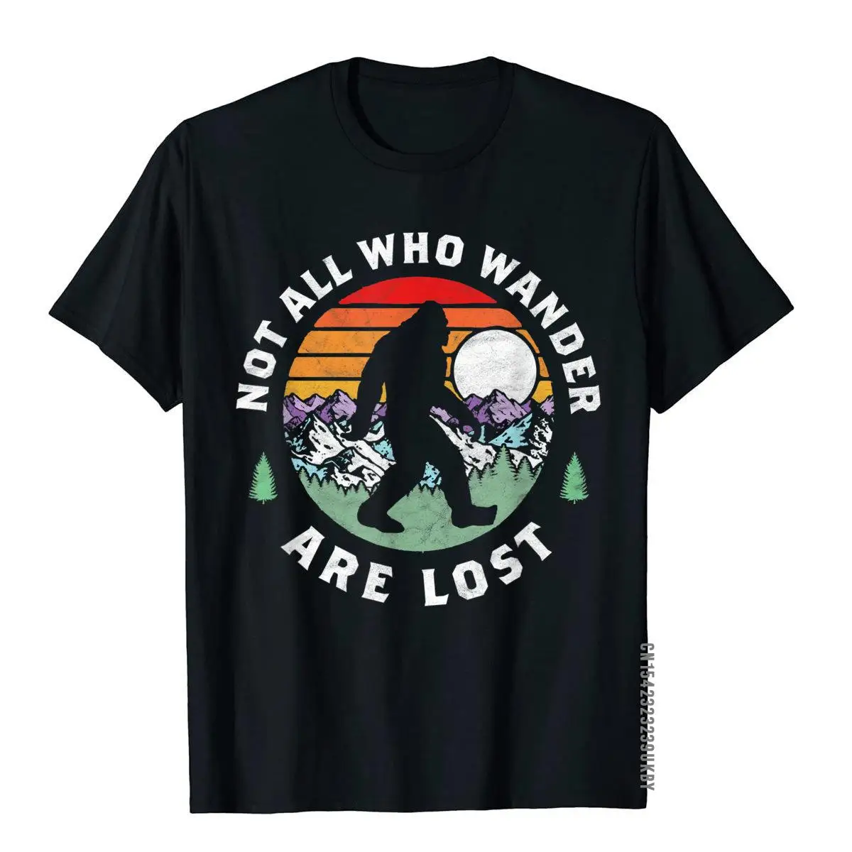 Not All Who Wander Are Lost Bigfoot Nature Outdoor T-Shirt__A11284black