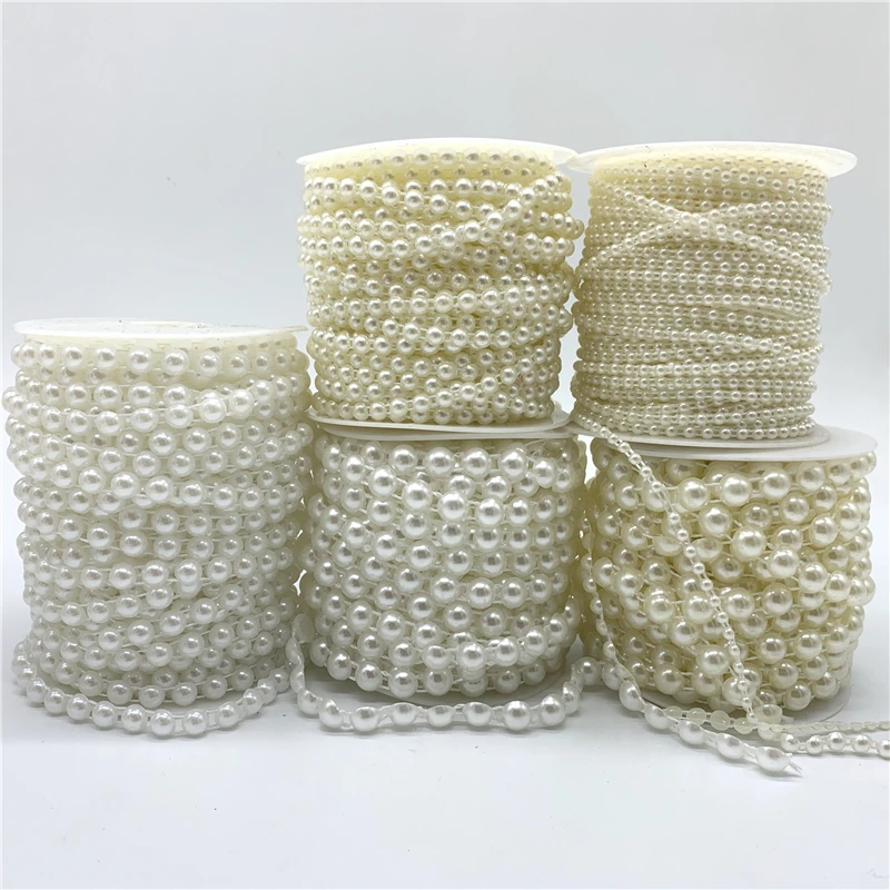 Полукруглые жемчужные бусины 2 ярдов 4/6/8/10 мм, гирлянда, цветы, акриловые бусины для свадебного украшения, аксессуары для поделок|Бусины|   | АлиЭкспресс