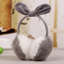 Милые новые меховые наушники из искусственного меха, женские зимние модные теплые наушники с заячьими ушками, кавайные однотонные аксессуары для одежды, наушники