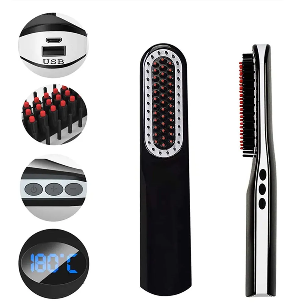 Alisador de Cabelo Escova de Barba Estilo para Homens Multifuncional Plana Ferro Pente Barba Alisamento Ferramentas 11 High Quality Beleza e saúde