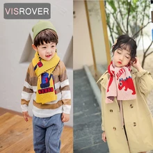 VISROVER/Новинка, 14 цветов, унисекс, детский трикотажный зимний шарф, вязаный осенний шарф с животным узором, Детская шаль