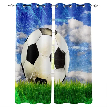 

Football Under Blue Sky And White Clouds Window Curtain Living Room Bathroom Kitchen Curtains Luxury Home Decor