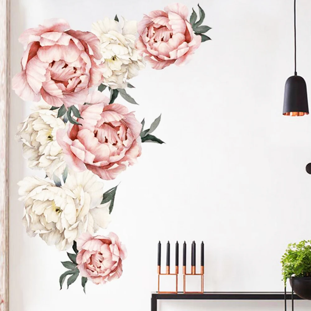

Wall Stickers Home Decoration DIY Peony Rose Flower Wall Stickers Art Nursery Decals Children's Girl RoomDecoration Gift 3