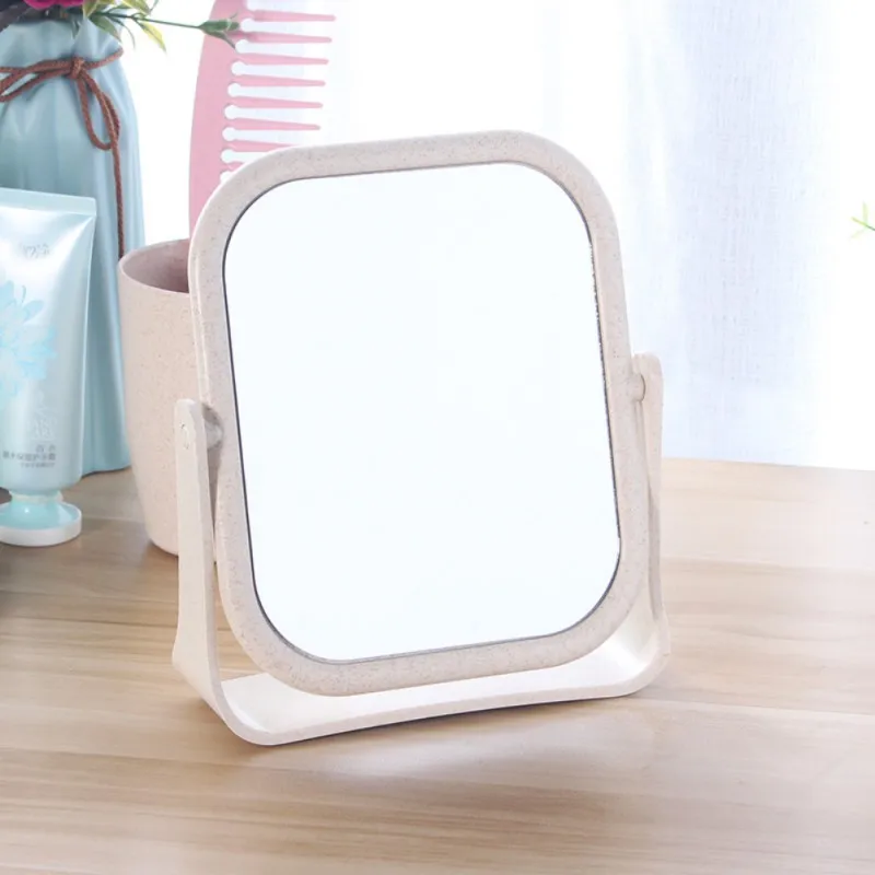 Зеркало для макияжа в форме сердца, вращающаяся настольная подставка, компактное зеркало, пластиковый комод, розовые, синие, бежевые зеркала, косметический инструмент