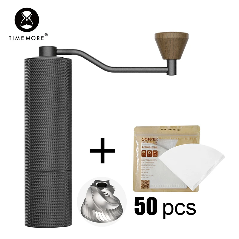 TIMEMORE Store Slim Plus Coffee grinder for hand New Burr Upgrade version Easy grinding Given its V60 50 piece of filter paper