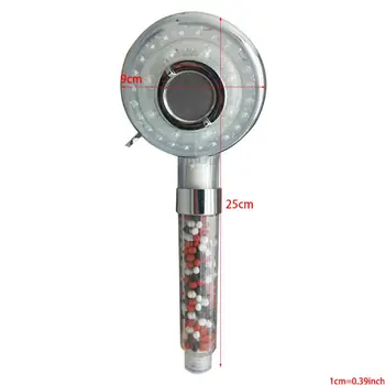 

LED Shower Head Ionic Filter Filtration High Pressure Water Saving Changing 3 Water Mode Glow Light Automatically Changing Handh