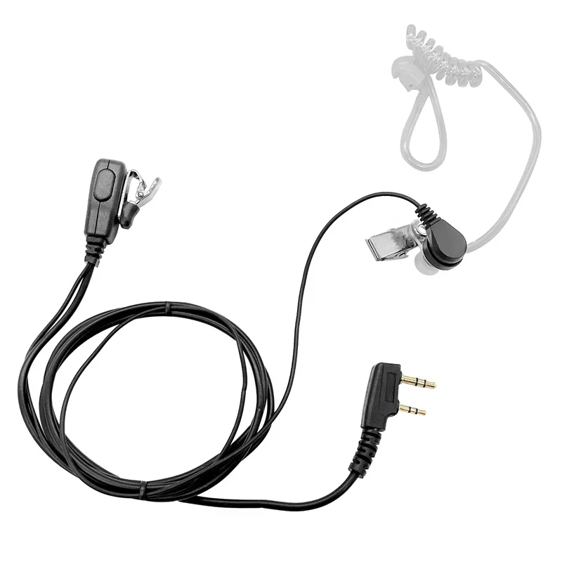 2-Pin Covert Acoustic Tube Walkie Talkie Earpiece, Two Way Radio Earpiece with a PTT Mic, Compatible with Walkie Talkie Headset