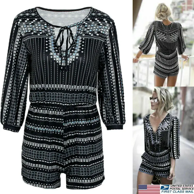 Женский летний Повседневный мини клубный пляжный комбинезон, вечерние комбинезоны