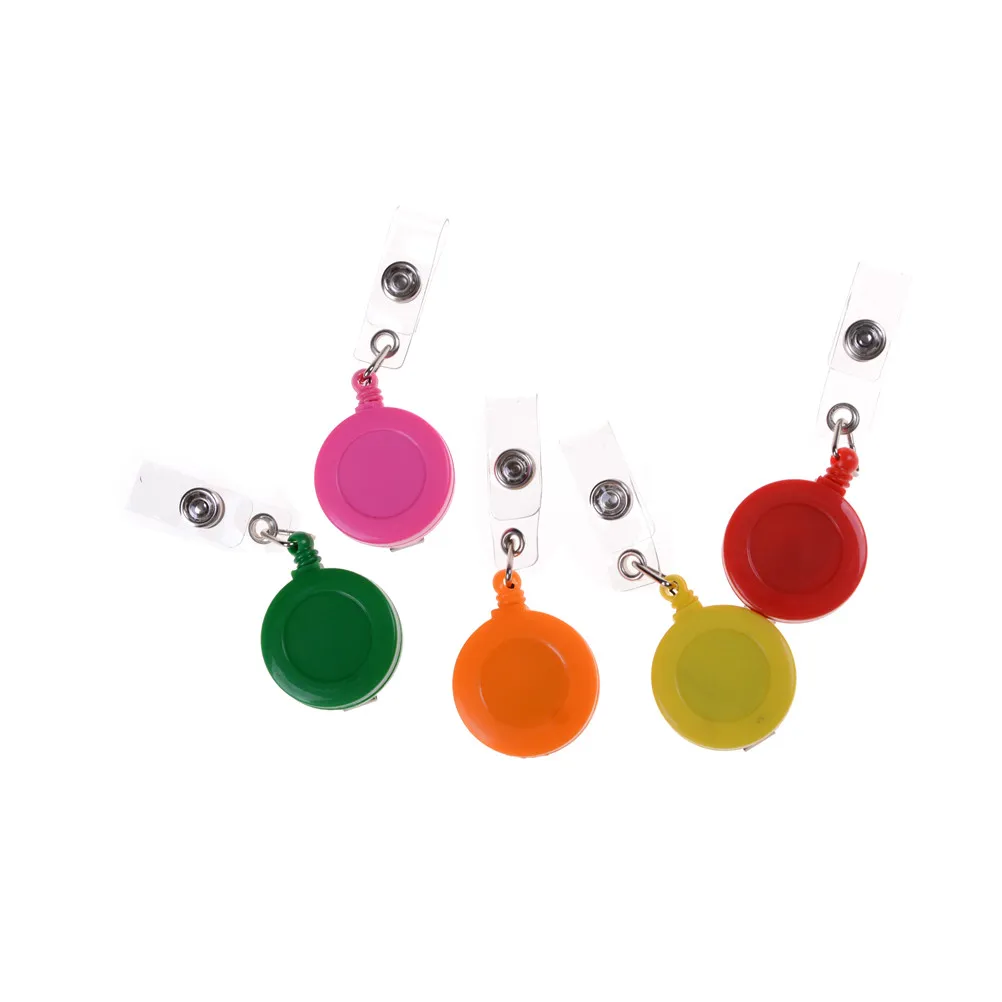 Random Color 1Pc Mini Casual Badge Reel Retractable Key Ring ID Card Holder Clips Length 75 cm