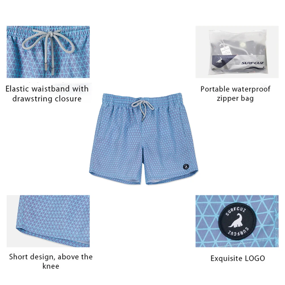 SURFCUZ Color-Changing Swim Trunks Summer Magical Beach Swimwear Temperature-Sensitive Quick Dry Color Change Mens Swim Shorts