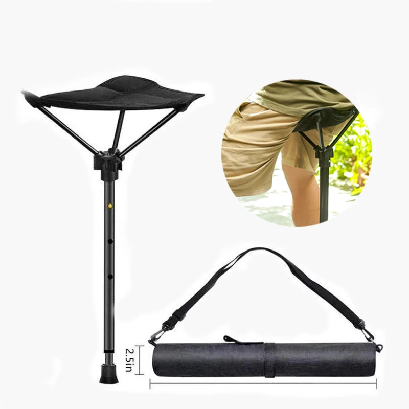 Outdoor Folding Single Foot Stool Portable Seat Line Up Artifact Fishing Camping Telescopic Folding Stool Outdoor Chairs