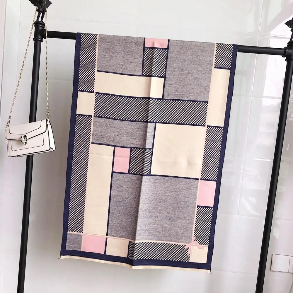 

Women Scarf Winter Plaid Woman Scarves Wrap Shawl Thick Women's Scarf Warm Cashmere Wool Cotton Blended Brushed Poncho