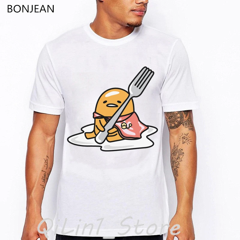 

Japanese cartoon Gudetama print funny t shirts men laze egg white anime t shirt mans t-shirt harajuku kawaii clothes tops tees